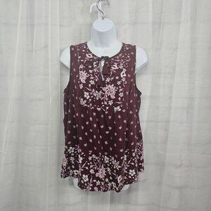 Dip Plum Purple Tank Boho Floral Festival Hippie Retro L